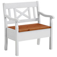 SITZBANK 84/93/58 cm Weiß, Bernsteinfarben Kiefer massiv  - Bernsteinfarben/Weiß, ROMANTIK / LANDHAUS, Holz (84/93/58cm) - Boxxx