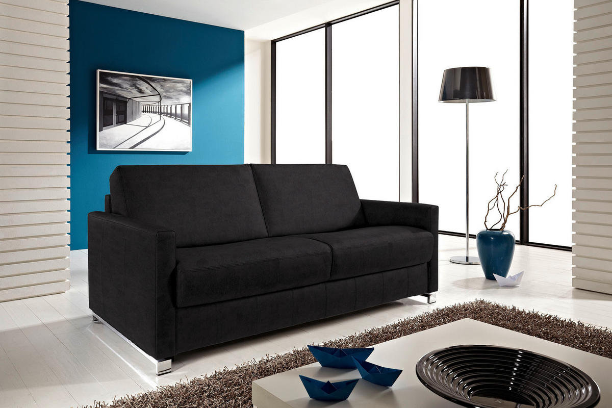 SCHLAFSOFA in Textil Anthrazit  - Chromfarben/Anthrazit, Design, Textil/Metall (185/84/100cm) - Bali