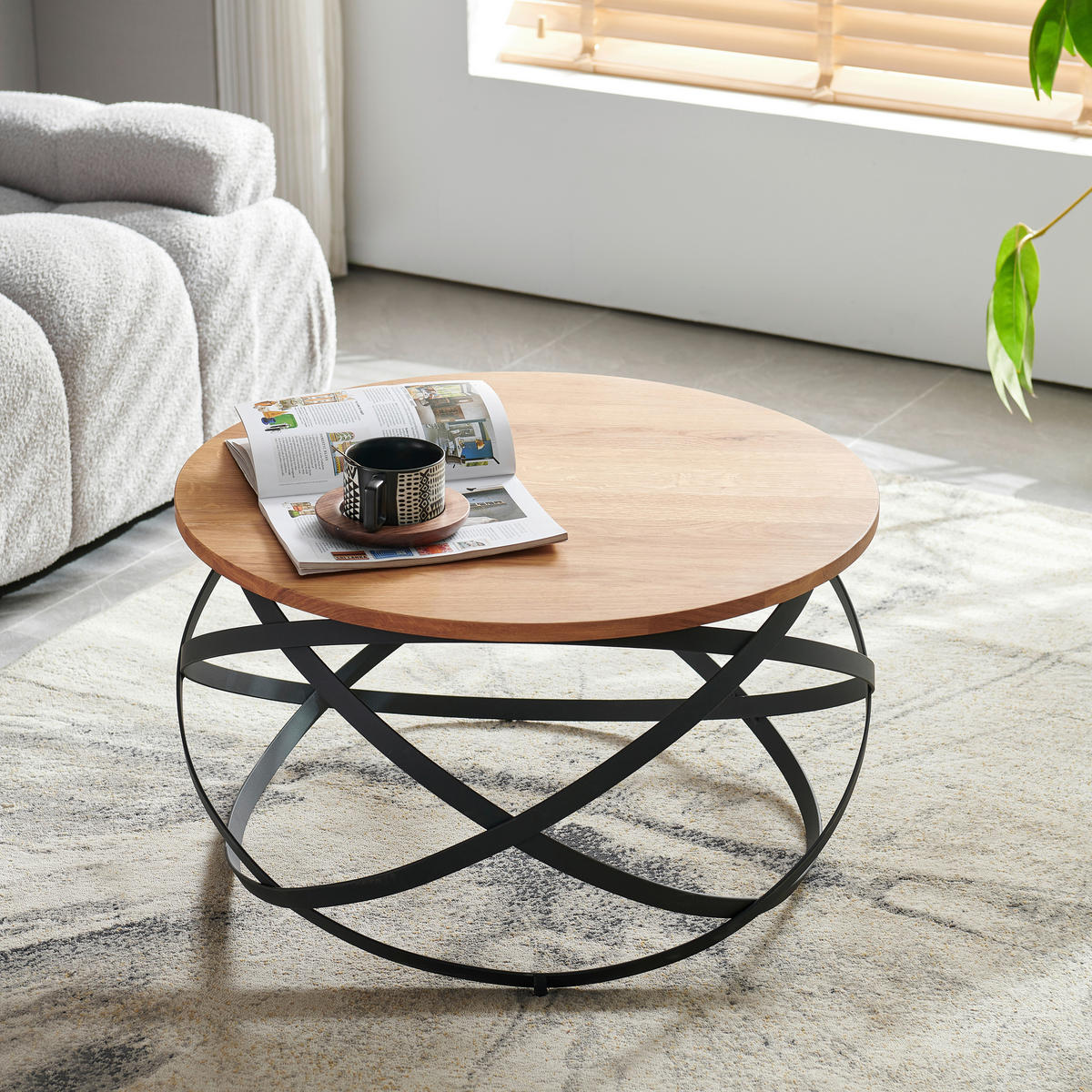 COUCHTISCH in Holz, Metall  - Schwarz/Naturfarben, Design, Holz/Metall (70/40/70cm) - Livetastic