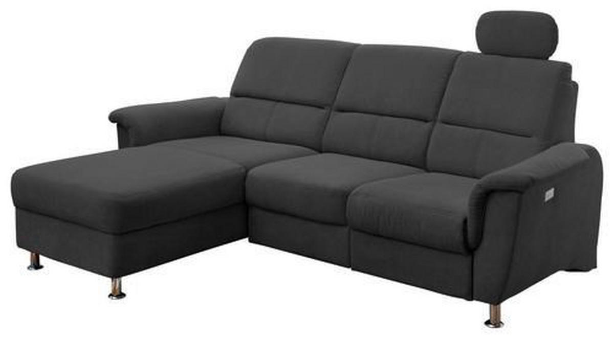 ECKSOFA in Mikrofaser Schwarz  - Chromfarben/Schwarz, Modern, Textil/Metall (165/231cm) - Livetastic