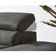 ECKSOFA in Lederlook Grau  - Schwarz/Grau, Natur, Holz/Textil (282/226cm) - Novel