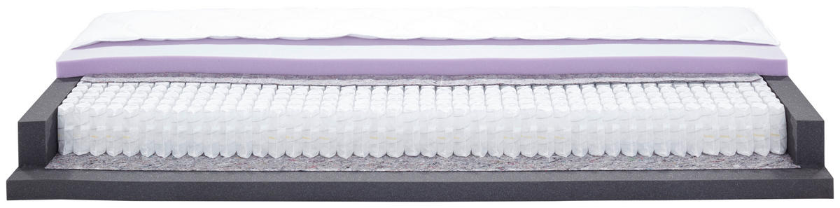 TASCHENFEDERKERNMATRATZE 90/200 cm, Höhe ca.: 25 cm, Wendematratze mit unterschiedlichen Härtegraden, H2 + H3 = mittel + fest, 7-Zonen - Weiß, Textil (90/200cm)