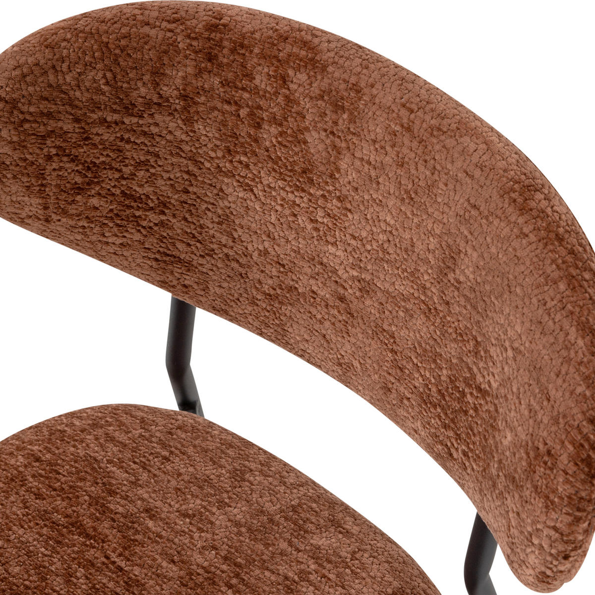 STUHL-SET 2 Stück  in Eisen Chenille  - Schwarz/Braun, MODERN, Textil/Metall (47/79/53cm) - Livetastic