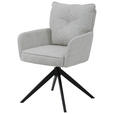ARMLEHNSTUHL  in Eisen Leinenoptik  - Beige/Schwarz, Design, Textil/Metall (61/90/67cm) - Novel