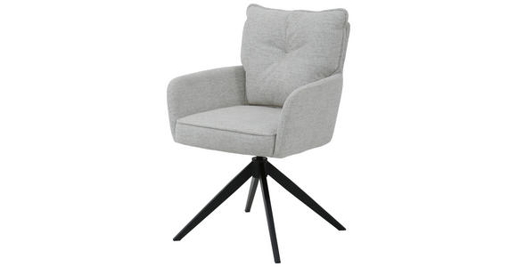 ARMLEHNSTUHL in Eisen Leinenoptik - Beige/Schwarz, Design, Textil/Metall (61/90/67cm) - Novel