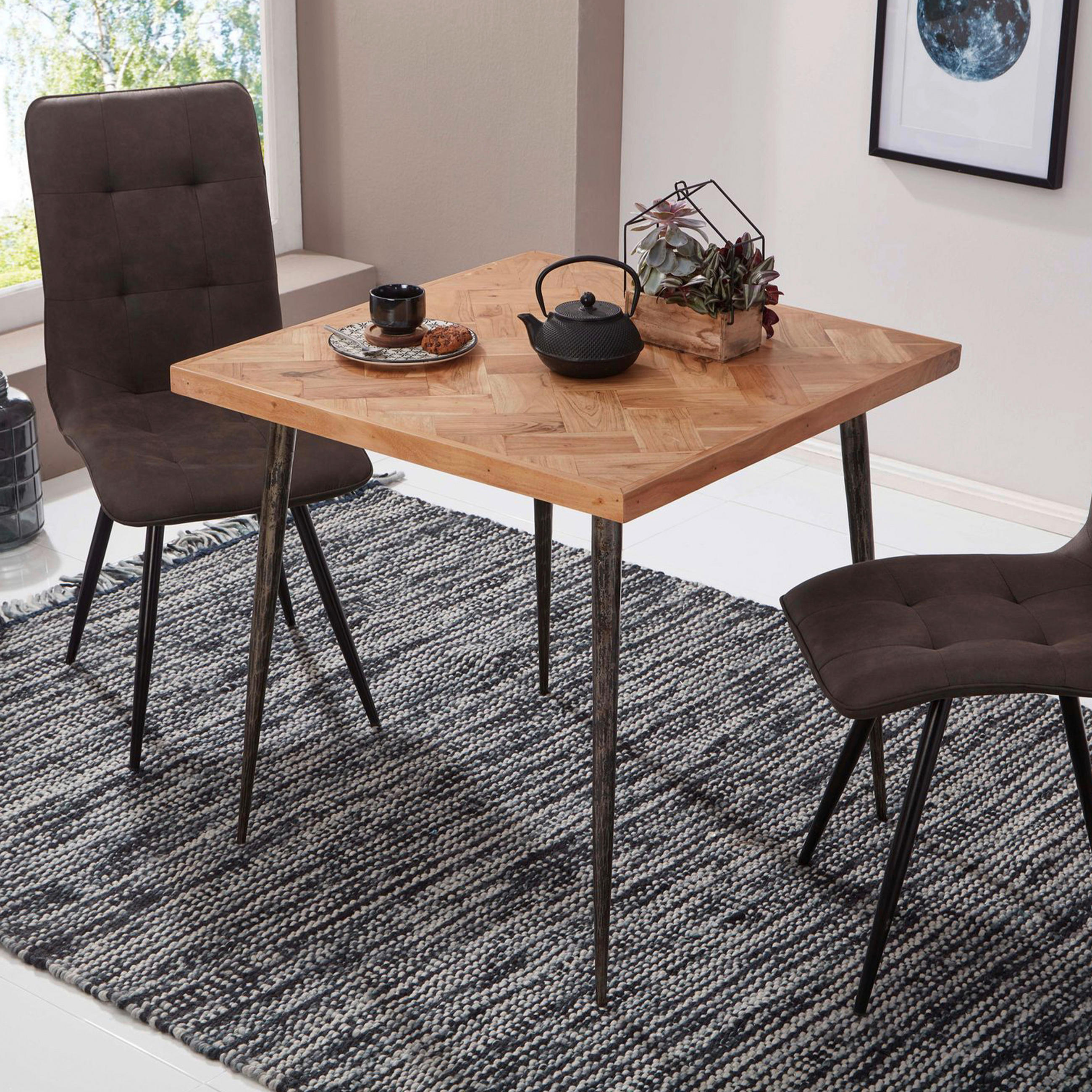 ESSTISCH in Holz 80/80/76 cm  - Schwarz/Akaziefarben, Design, Holz/Metall (80/80/76cm) - MID.YOU
