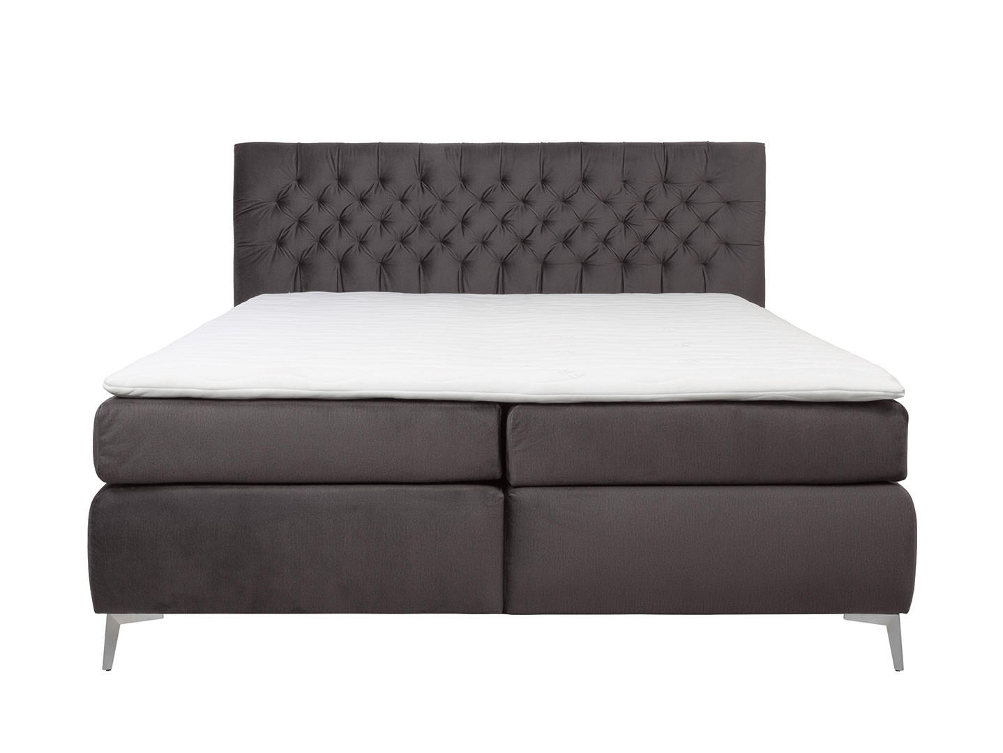 BOXSPRING KREVET 160/200 cm     tamnosiva  - tamnosiva/crna, Dizajnerski, metal/tekstil (160/200cm) - Esposa