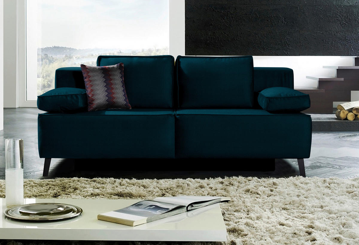 SCHLAFSOFA in Petrol  - Petrol/Schwarz, Konventionell, Textil/Metall (197/91/88cm) - Novel
