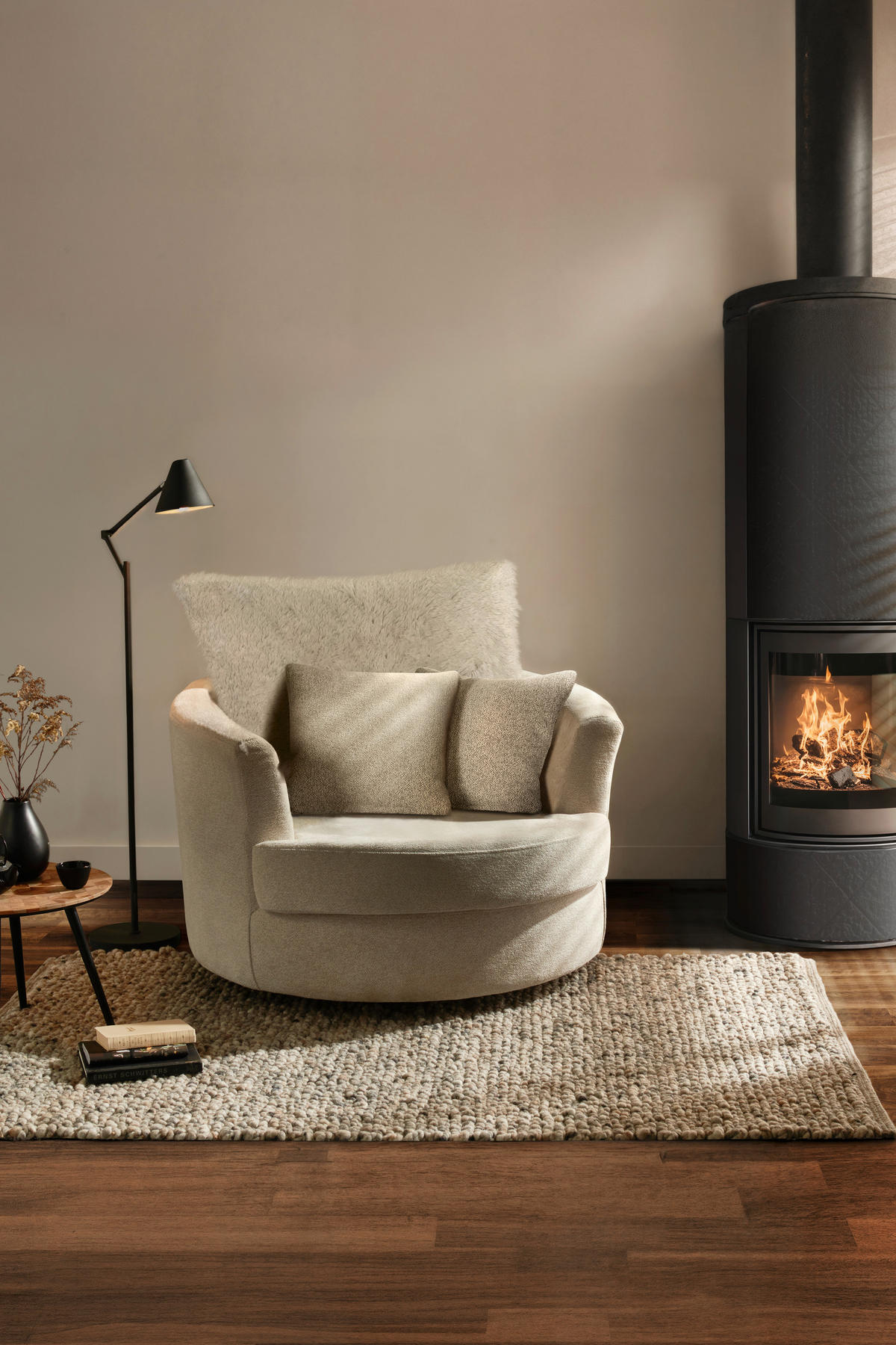 FOTELJA 115/72/115 cm , bela  - bela/crna, Konvencionalno, tekstil/metal (115/72/115cm) - Carryhome