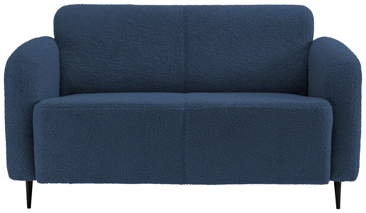 2-SITZER-SOFA in Teddystoff Blau  - Blau/Schwarz, Modern, Textil/Metall (140/76/90cm) - Livetastic