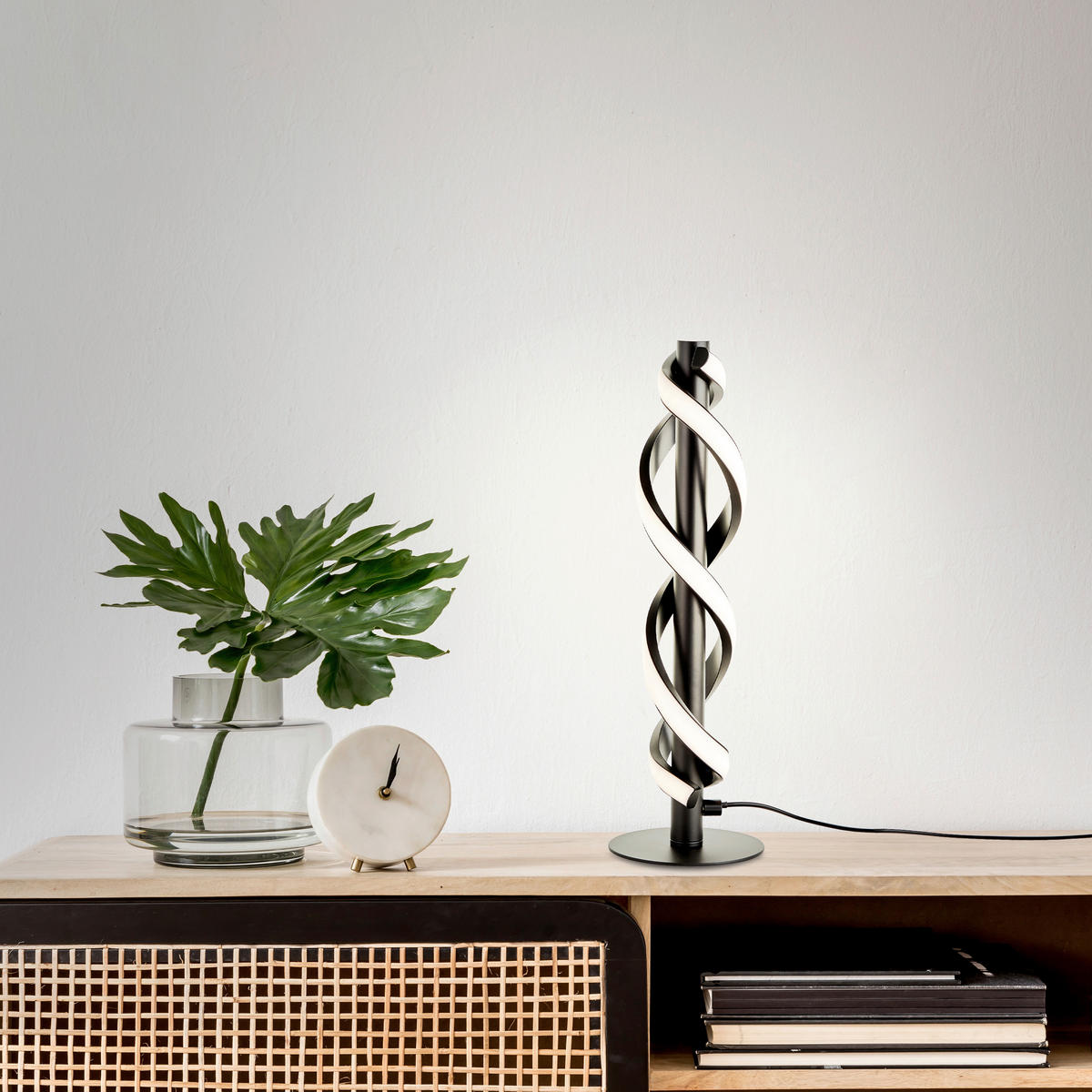 TISCHLEUCHTE - Schwarz, Design, Kunststoff/Metall (12/38,90cm) - Brilliant