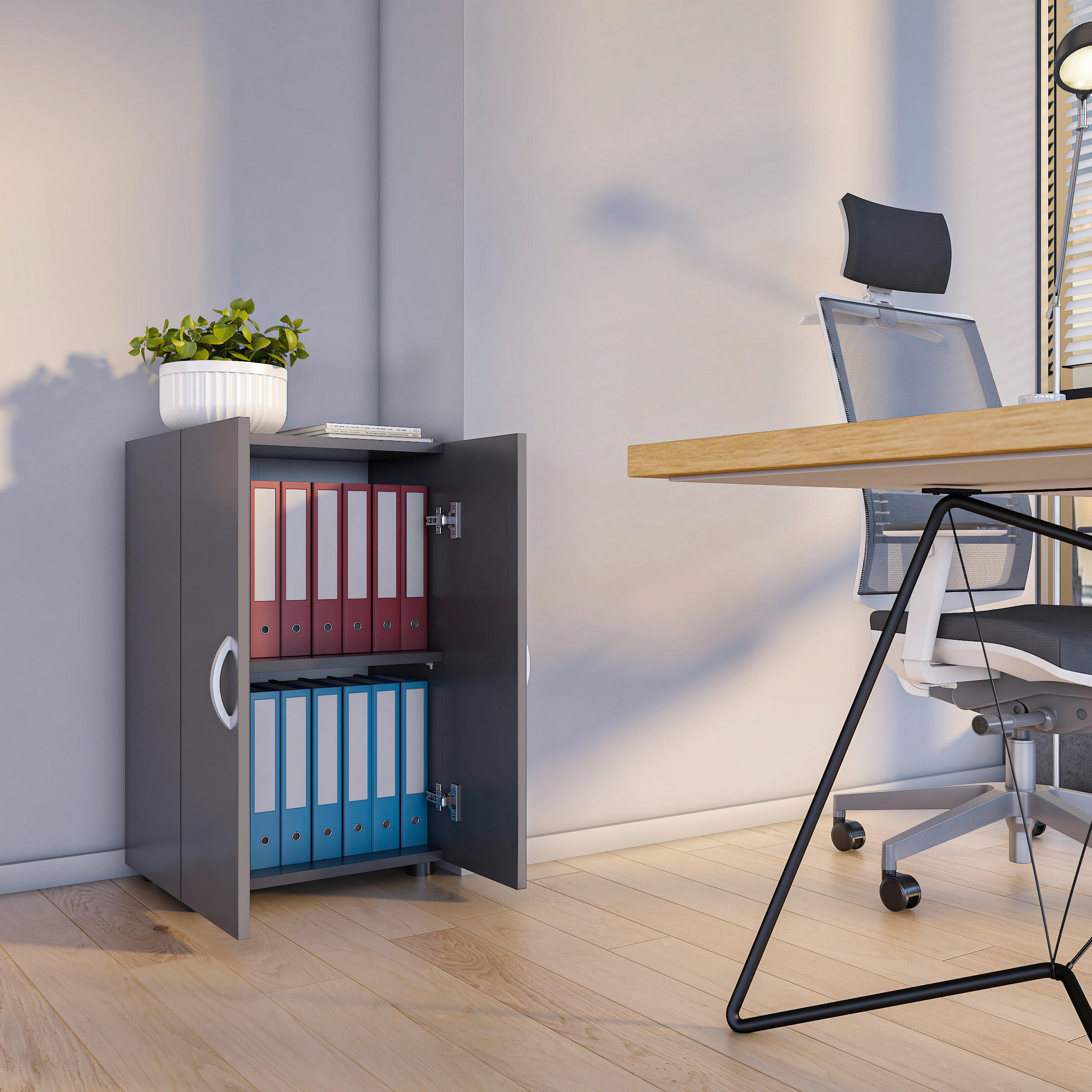 AKTENSCHRANK Anthrazit  - Anthrazit, MODERN, Holzwerkstoff (49/74/34cm) - MID.YOU