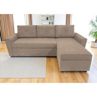 ECKSOFA TERMOLI in Cord Taupe  231/155 cm  - Taupe/Schwarz, Design, Kunststoff/Textil (231/155cm) - MID.YOU