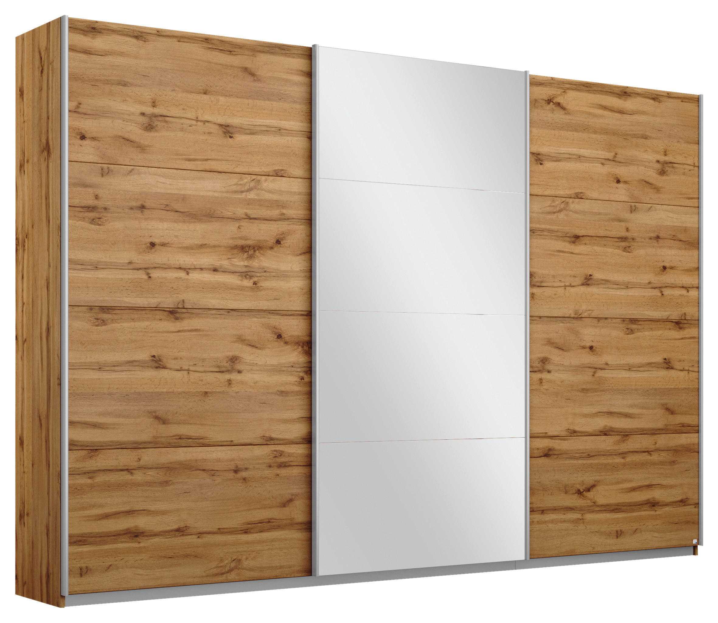 SCHWEBETÜRENSCHRANK in Eichefarben  - Eichefarben/Alufarben, Modern, Holzwerkstoff/Metall (271/230/62cm) - Rauch Möbel