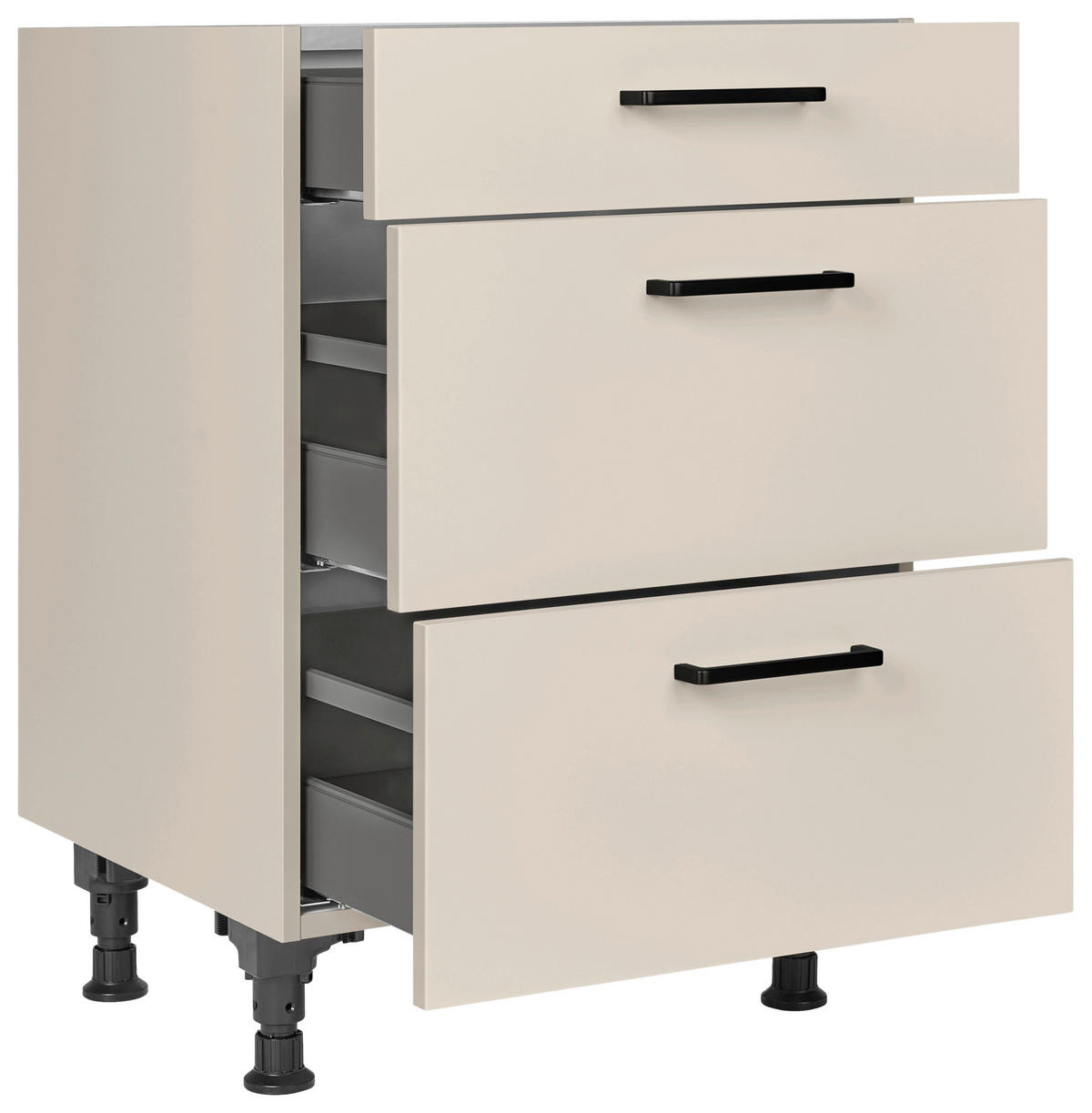 SCHUBKASTENUNTERSCHRANK 60/87/56 cm  in Sandfarben  - Sandfarben/Schwarz, MODERN, Holzwerkstoff/Metall (60/87/56cm) - Nobilia