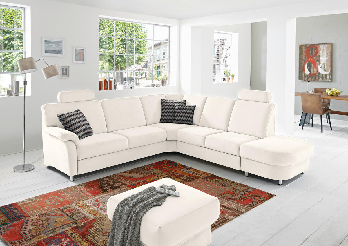 ECKSOFA in Flachgewebe Naturfarben  - Alufarben/Naturfarben, Konventionell, Textil/Metall (269/287cm) - Beldomo System