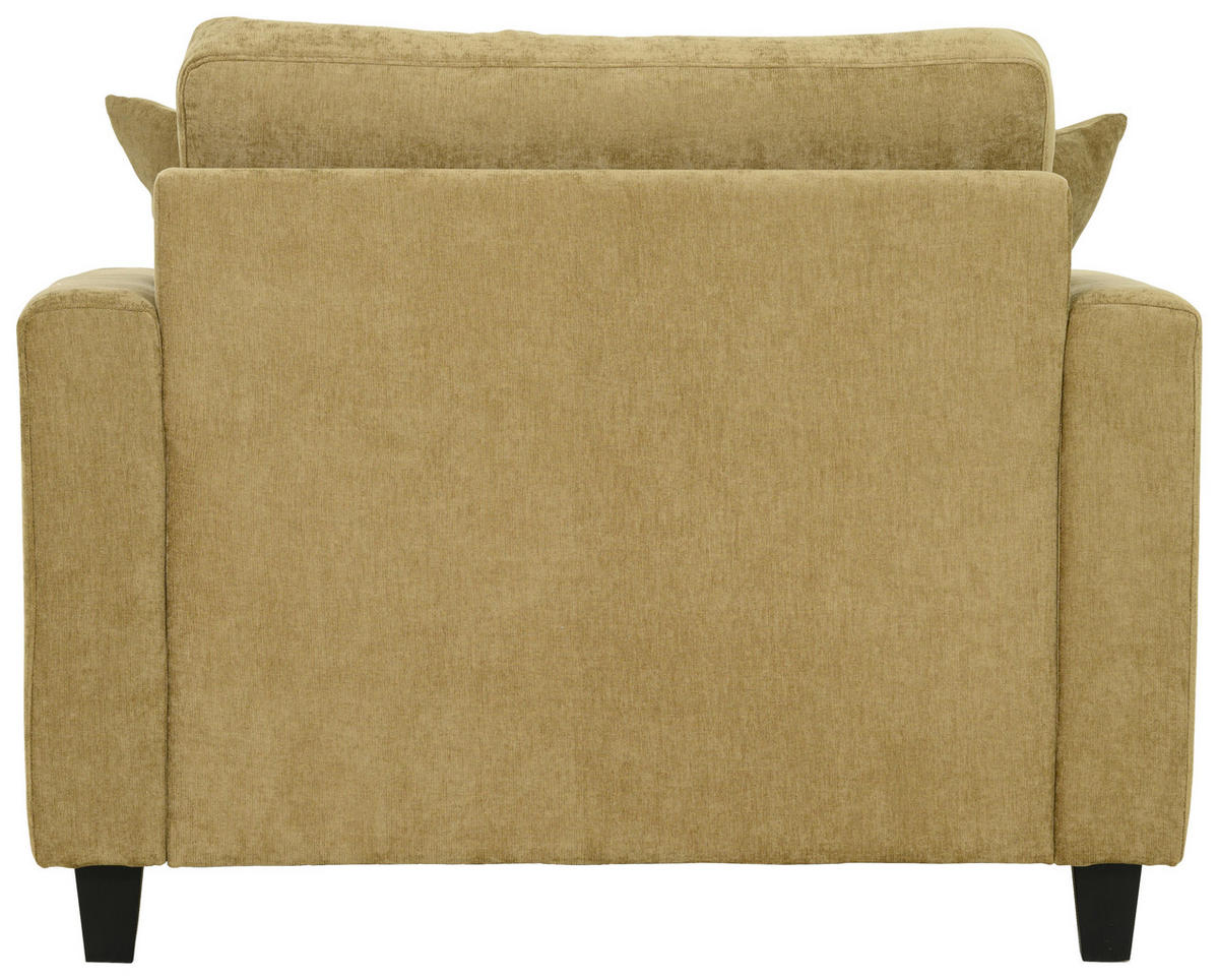 BÄDDFÅTÖLJ i chenille olivgrön  - olivgrön/svart, Klassisk, metall/trä (120/87/93cm) - Hom`in