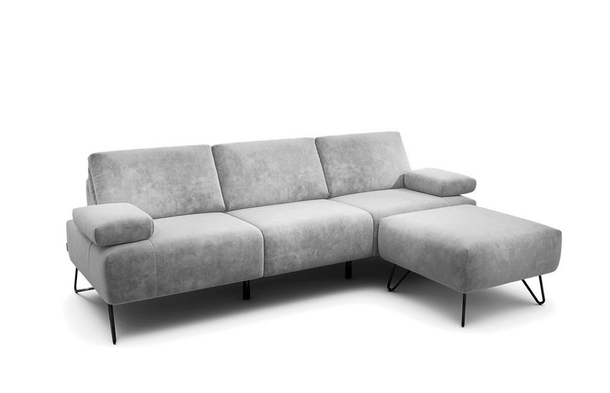 3-SITZER-SOFA Samt Hellgrau  - Hellgrau/Schwarz, Design, Textil/Metall (234-264/85/86-94cm) - SENSOO