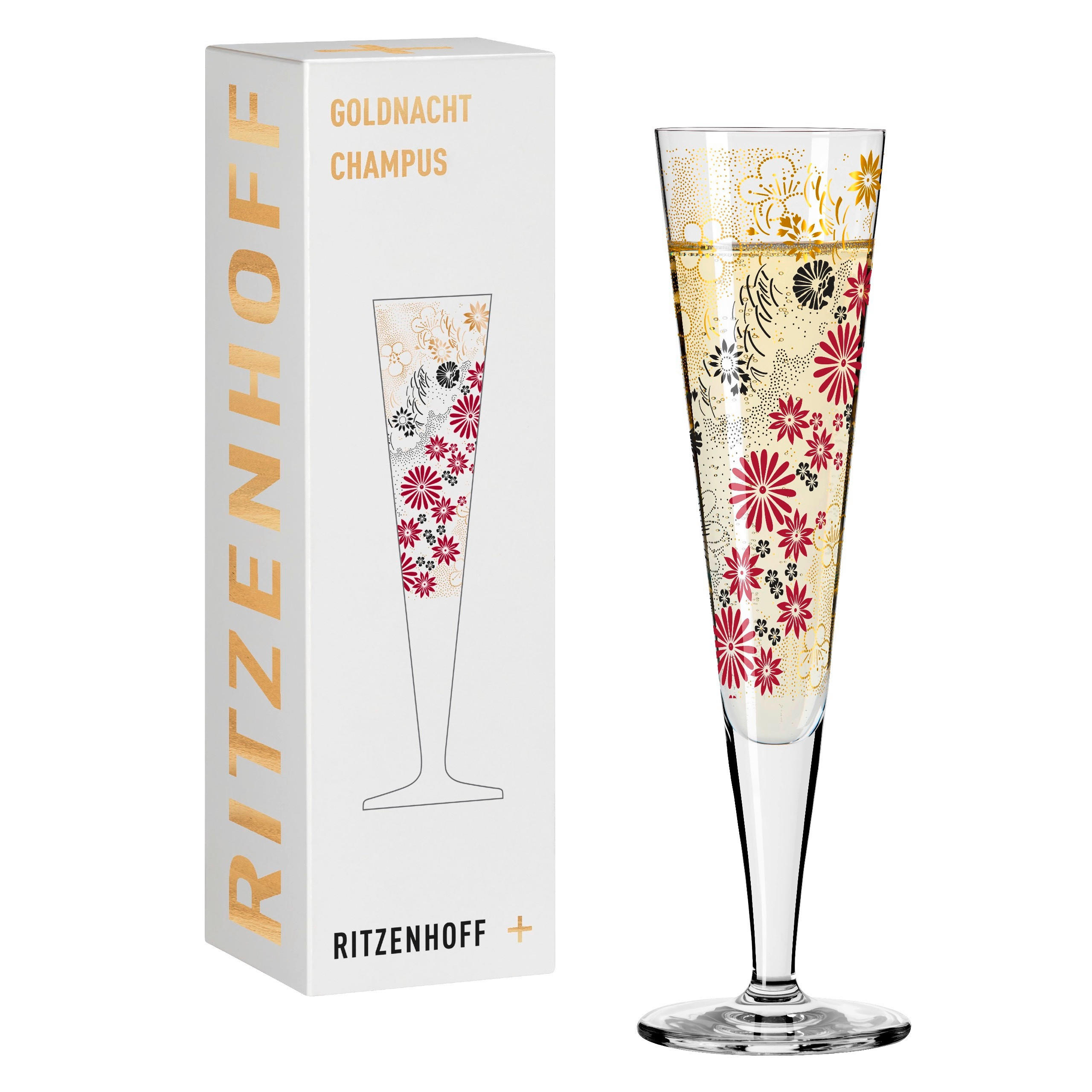 CHAMPAGNERGLAS 205 ml  - Rot/Goldfarben, LIFESTYLE, Glas (7,2/7,2/24,0cm) - Ritzenhoff