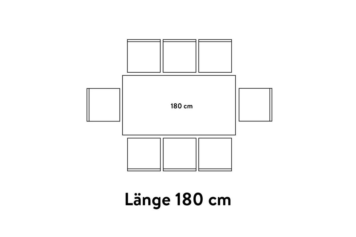 ESSTISCH in Metall, Holzwerkstoff 180/95/76 cm   - Eichefarben/Schwarz, Basics, Holzwerkstoff/Metall (180/95/76cm) - Celina Home