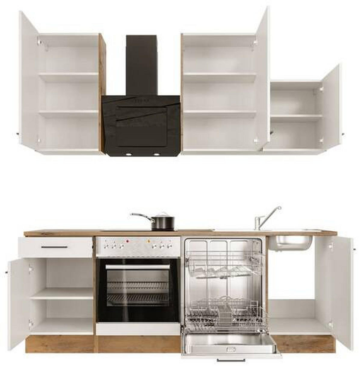 KUCHYNSKÁ LINKA AVILA - čierna/magnóliová, Modern, kov/kompozitné drevo (220cm) - FlexWell
