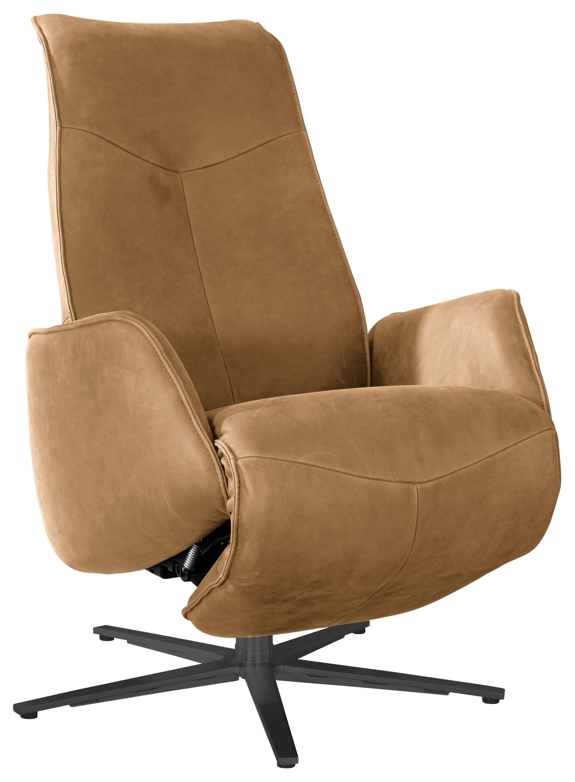 RELAXSESSEL in Leder Honig, Currygelb  - Currygelb/Anthrazit, Design, Leder/Metall (71/114/84cm) - Johann Jakob