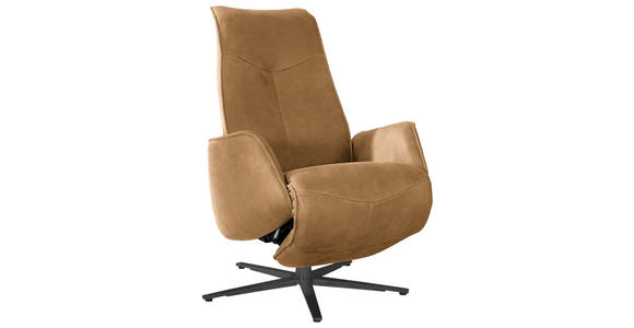 RELAXSESSEL in Leder Honig, Currygelb - Currygelb/Anthrazit, Design, Leder/Metall (71/114/84cm) - Johann Jakob