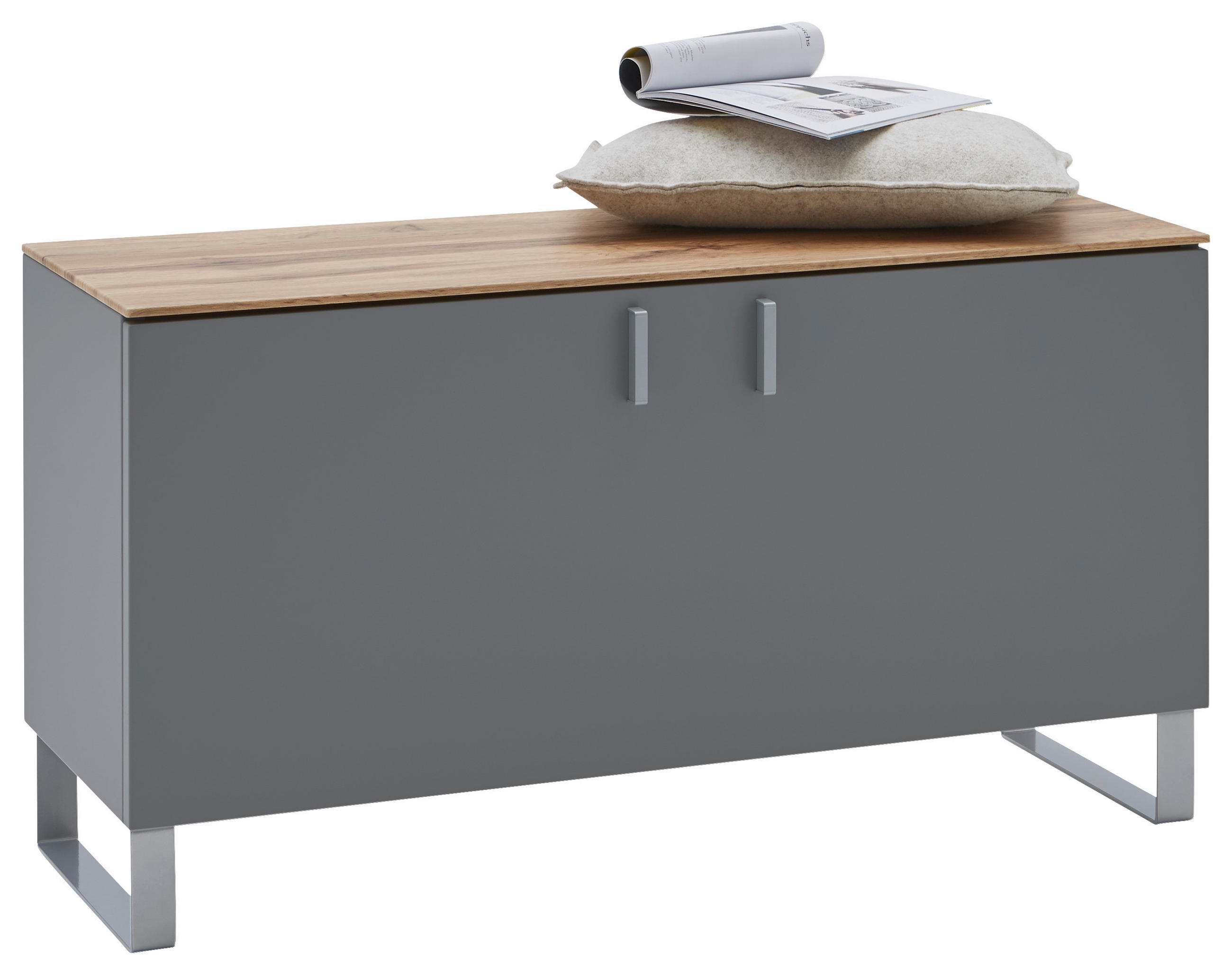 GARDEROBENBANK  in 93/49/36 cm  - Eichefarben/Alufarben, Design, Holz/Metall (93/49/36cm) - Dieter Knoll