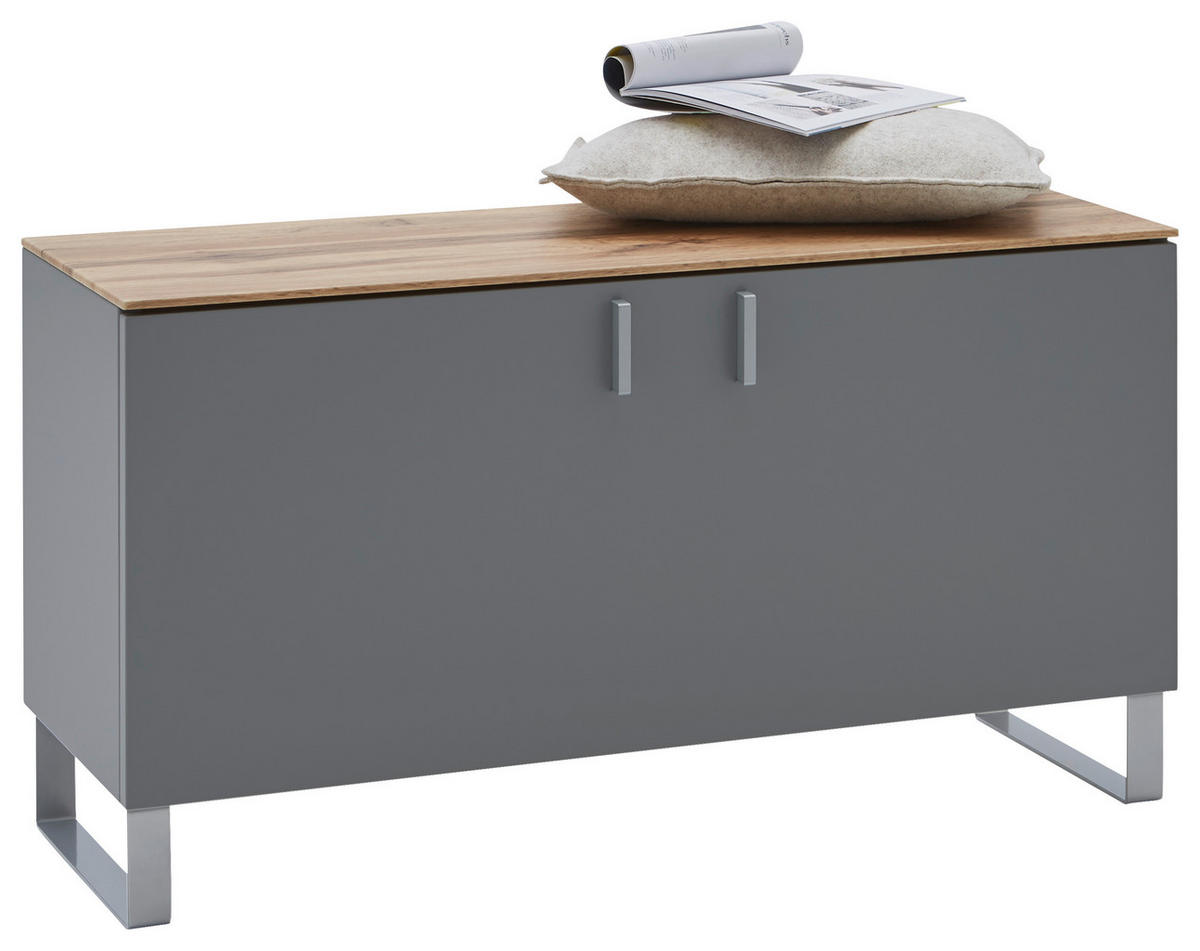 GARDEROBENBANK  in 93/49/36 cm  - Eichefarben/Alufarben, Design, Holz/Metall (93/49/36cm) - Dieter Knoll