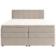 BOXSPRINGBETT 180/200 cm,  in Greige, gepolstertes Kopfteil, Bettkasten, Topper, Matratzen, H2 + H3 = mittel + fest  - Greige/Schwarz, KONVENTIONELL, Kunststoff/Textil (180/200cm) - Esposa