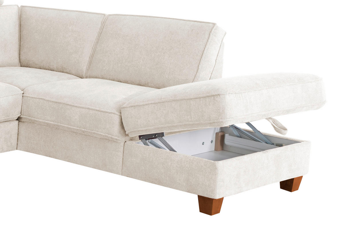 ECKSOFA in Flachgewebe Creme  - Eichefarben/Creme, Konventionell, Holz/Textil (236/213cm) - Sit & More