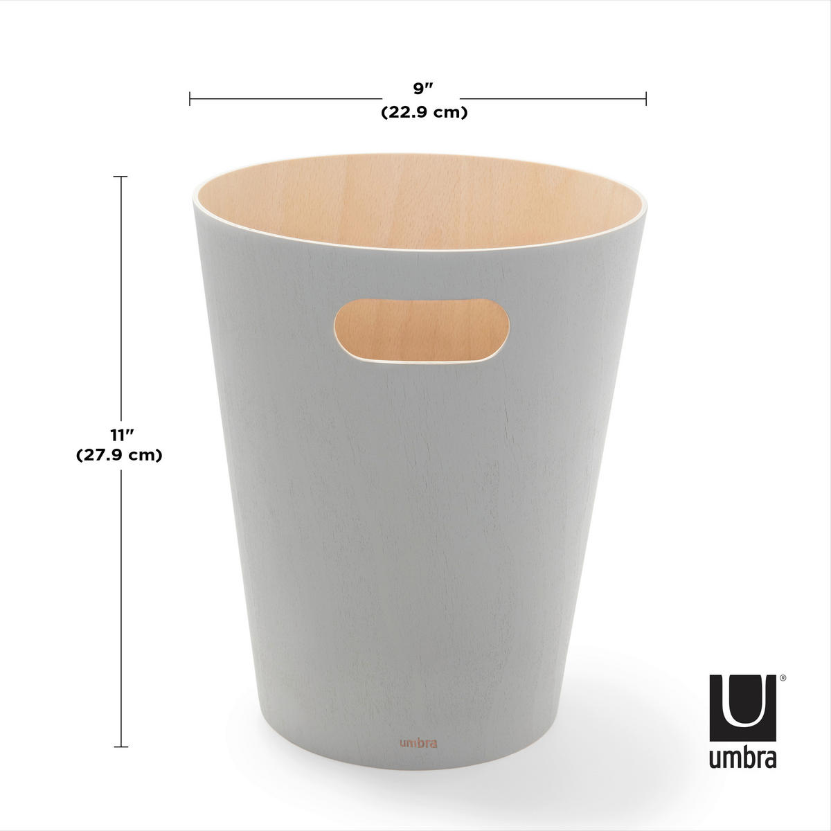 PAPIERKORB Woodrow 7,5 L  - Naturfarben/Grau, Design, Holz (23/28/23cm) - Umbra