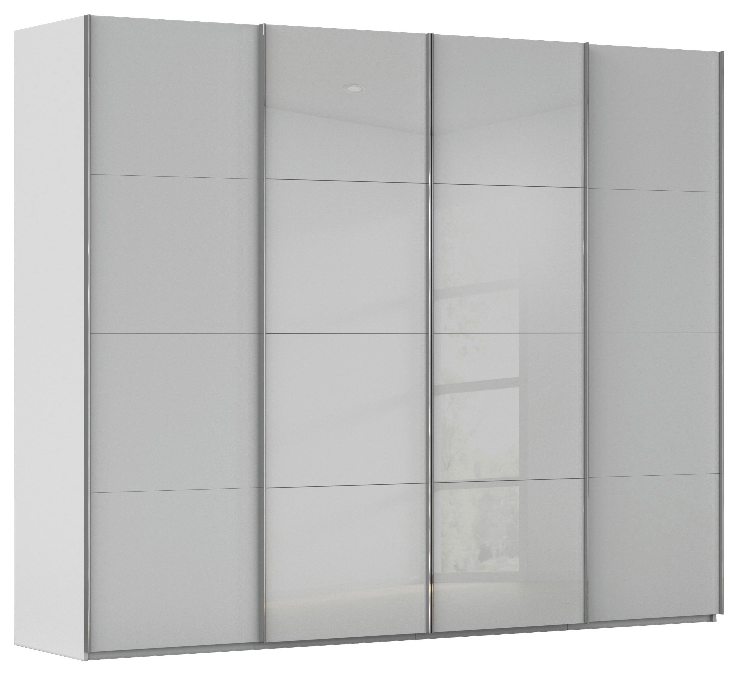SCHWEBETÜRENSCHRANK 271/235/68 cm 4-türig Grau  - Chromfarben/Grau, KONVENTIONELL, Glas/Holzwerkstoff (271/235/68cm) - Novel