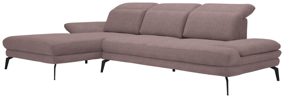 ECKSOFA in Webstoff Altrosa  - Schwarz/Altrosa, Design, Textil/Metall (180/289cm) - Stylife