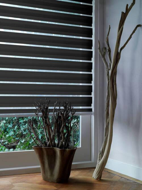 DUOROLLO SCHWARZ 115/175 cm  - Schwarz, KONVENTIONELL, Textil (115/175cm)