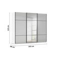 SCHWEBETÜRENSCHRANK 242/223/68 cm 3-türig Grau, Weiß  - Schwarz/Weiß, KONVENTIONELL, Glas/Holzwerkstoff (242/223/68cm) - Novel