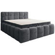 BOXBETT 160/200 cm,  in Anthrazit, gepolstertes Kopfteil, Bettkasten, Topper, Matratzen, H3 + H3 = fest  - Anthrazit/Schwarz, MODERN, Kunststoff/Textil (160/200cm) - Xora
