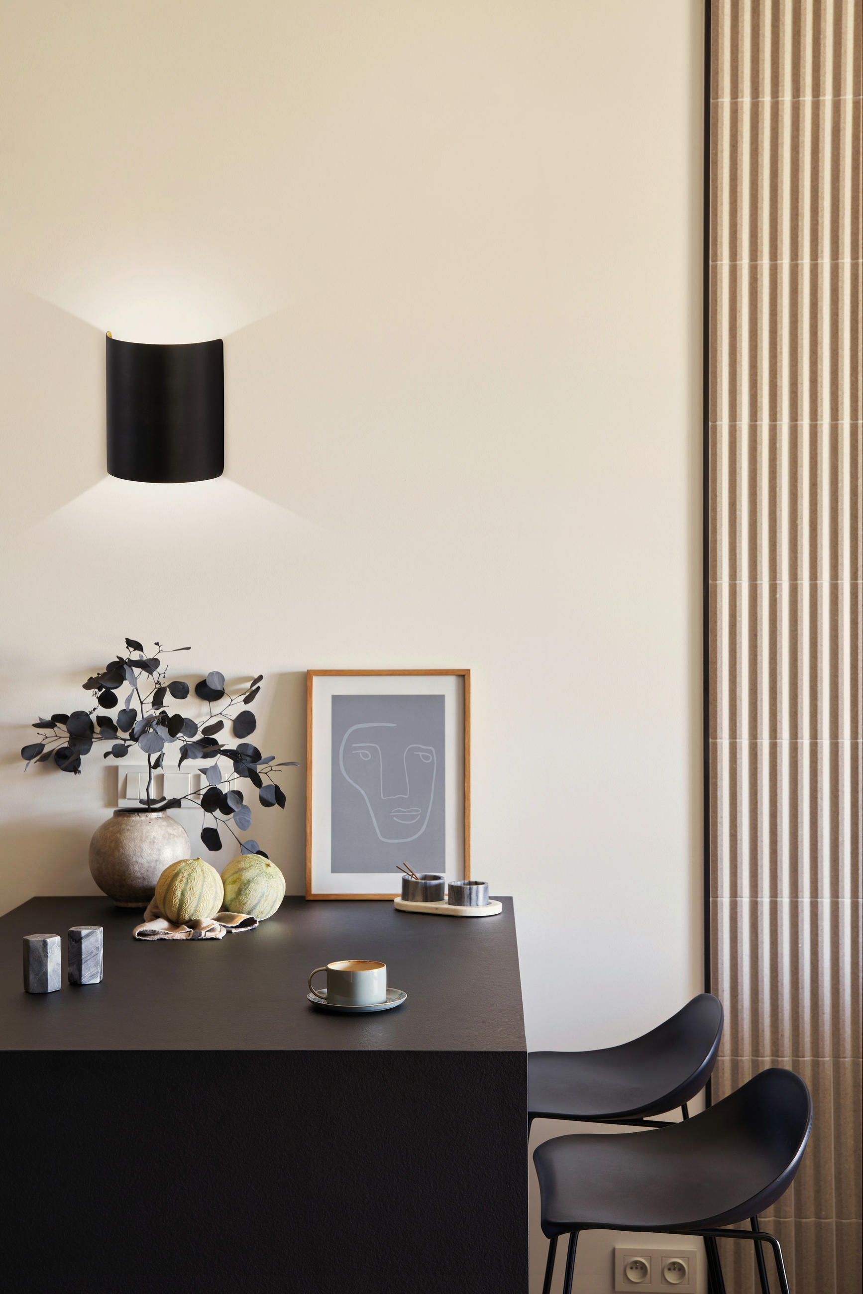 LED-WANDLEUCHTE Halv 12/15/6,5 cm   - Schwarz, Design, Metall (12/15/6,5cm) - Fischer & Honsel