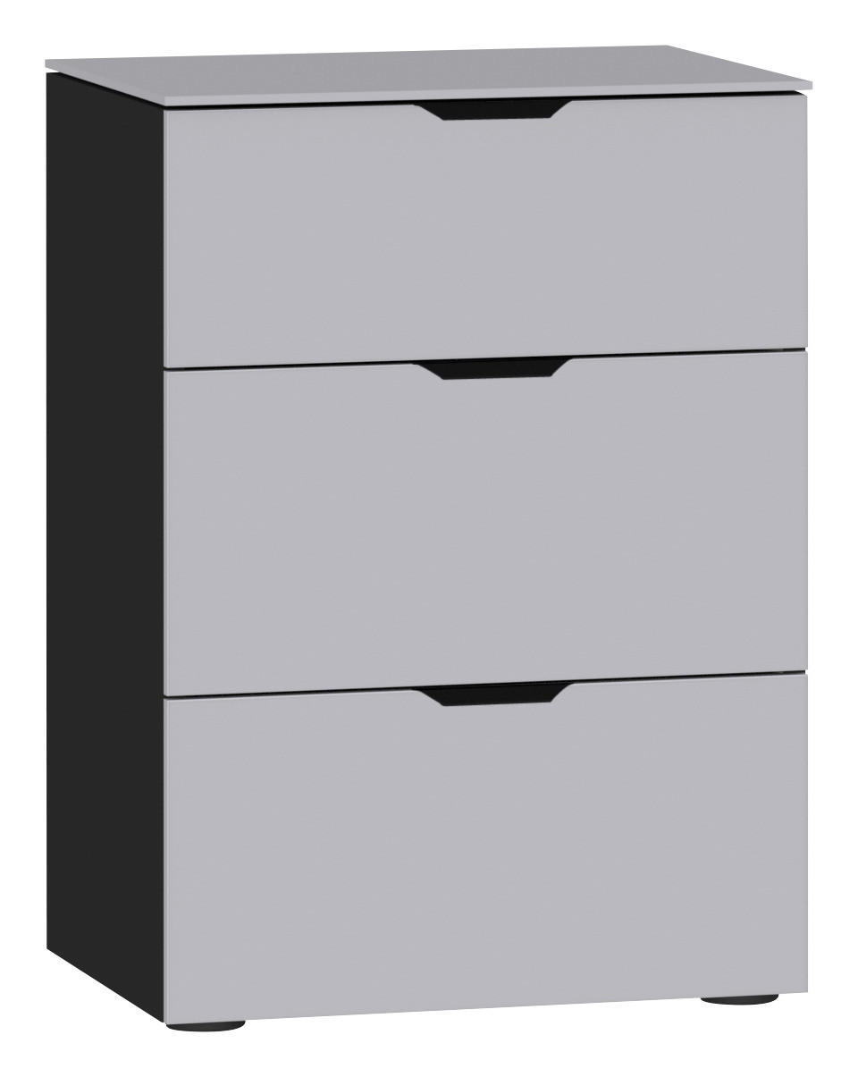 NACHTSCHRANK 45/65/43 cm  - Hellgrau/Schwarz, Design, Glas/Holzwerkstoff (45/65/43cm) - Jutzler