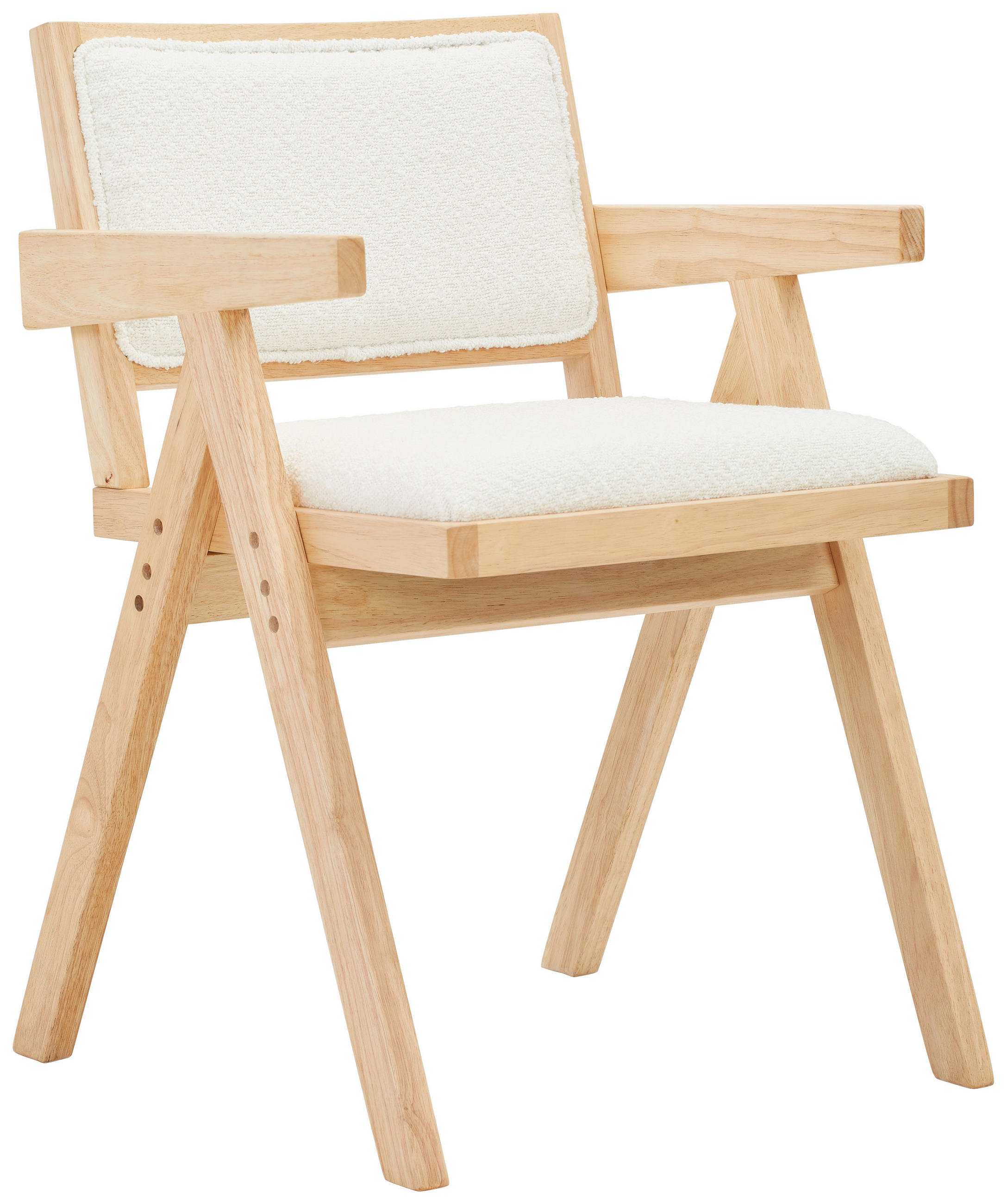 ARMLEHNSTUHL  in Webstoff, Bouclé, Teddystoff  - Naturfarben/Weiß, MODERN, Holz/Textil (51/79/54cm) - Livetastic