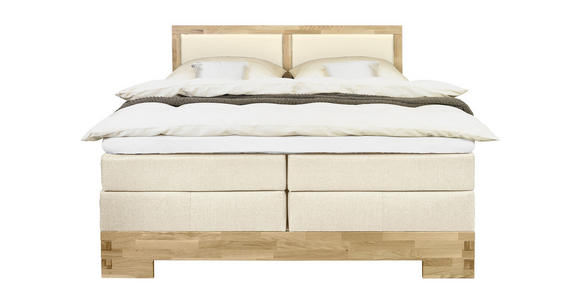 BOXSPRINGBETT 160/200 cm  in Eichefarben, Beige  - Eichefarben/Beige, Design, Holz/Textil (160/200cm) - Linea Natura