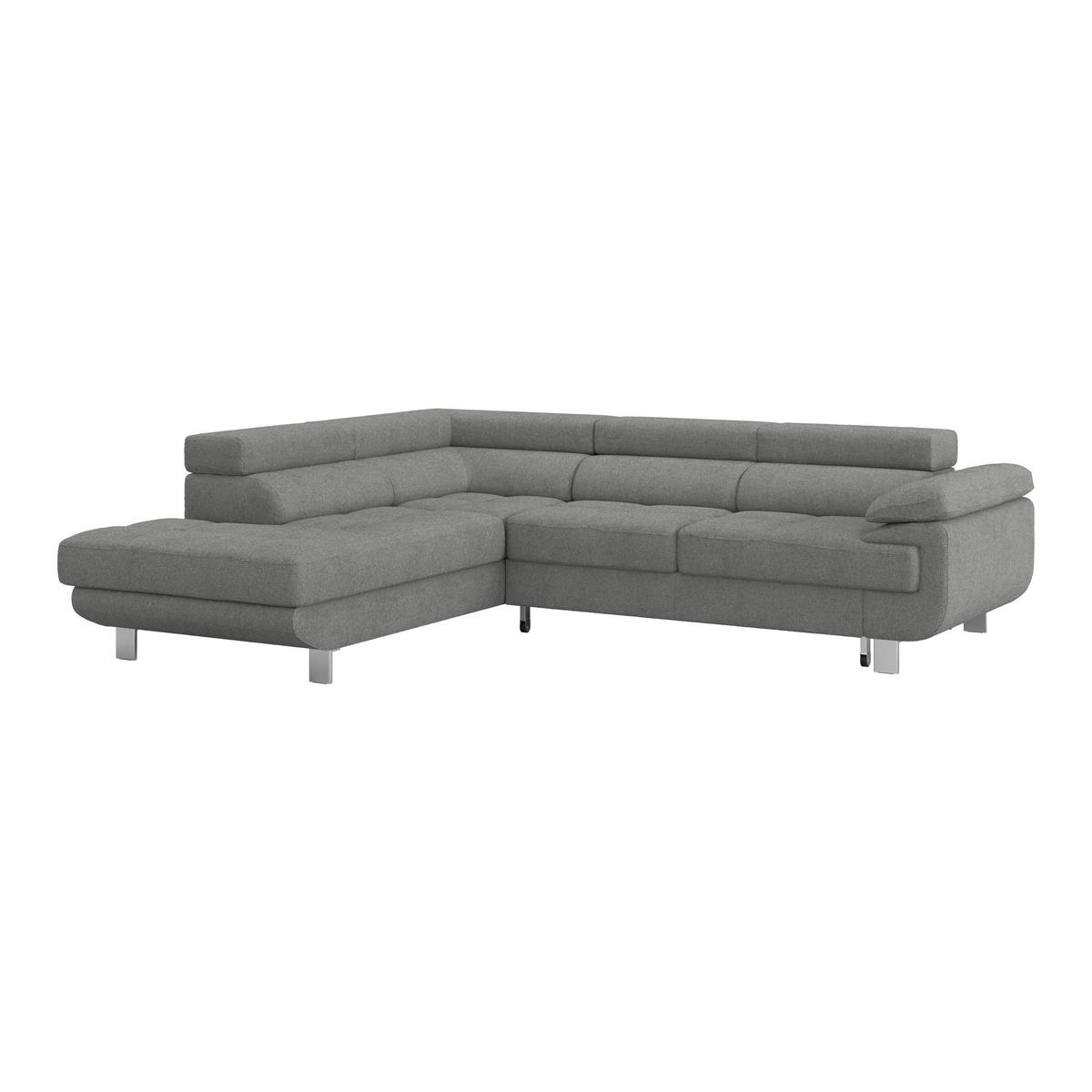 ECKSOFA in Drell Dunkelgrau  - Dunkelgrau, Modern, Textil/Metall (230/270cm) - MID.YOU