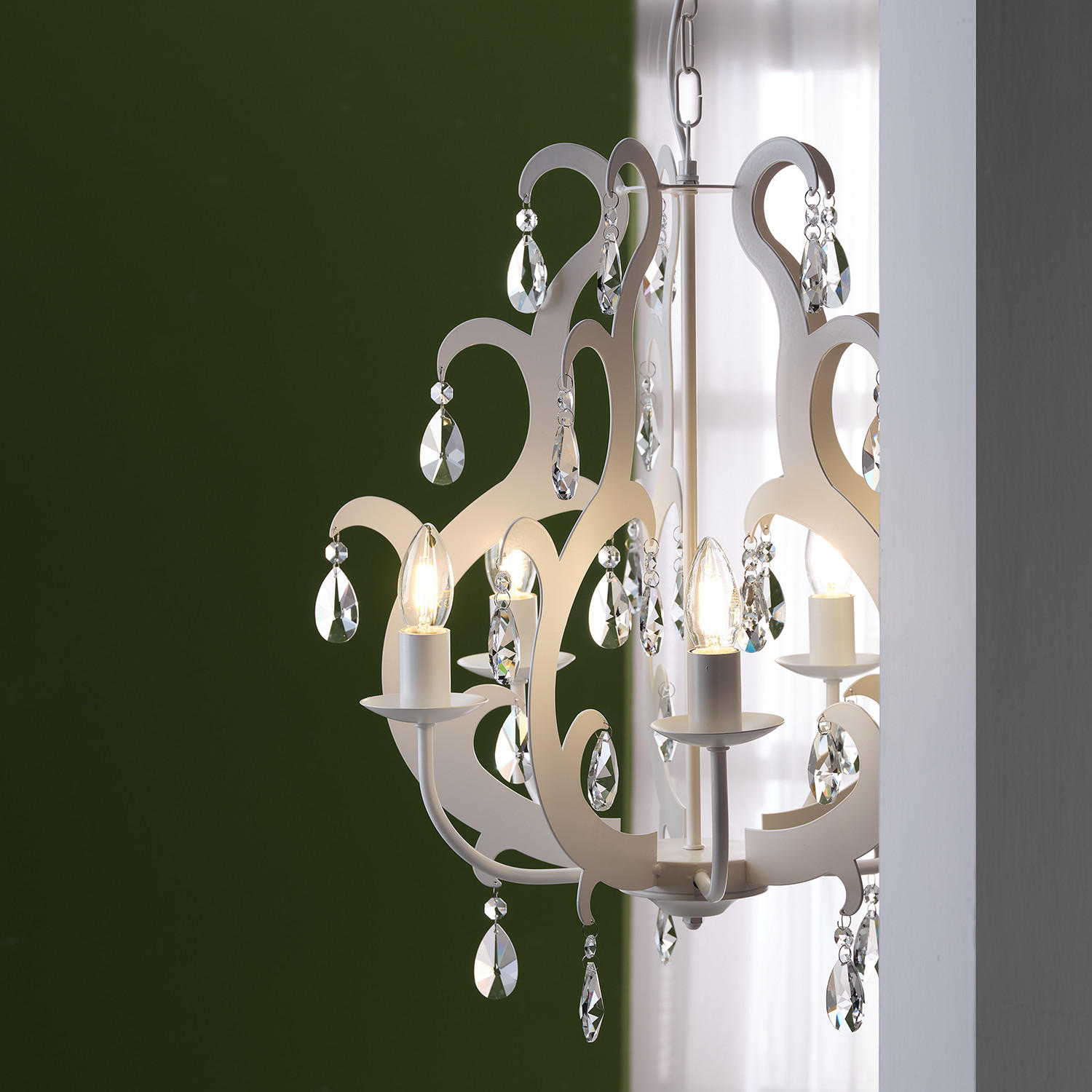 KRISTALL-HÄNGELEUCHTE 45/110 cm   - Weiß, Trend, Glas/Metall (45/110cm)