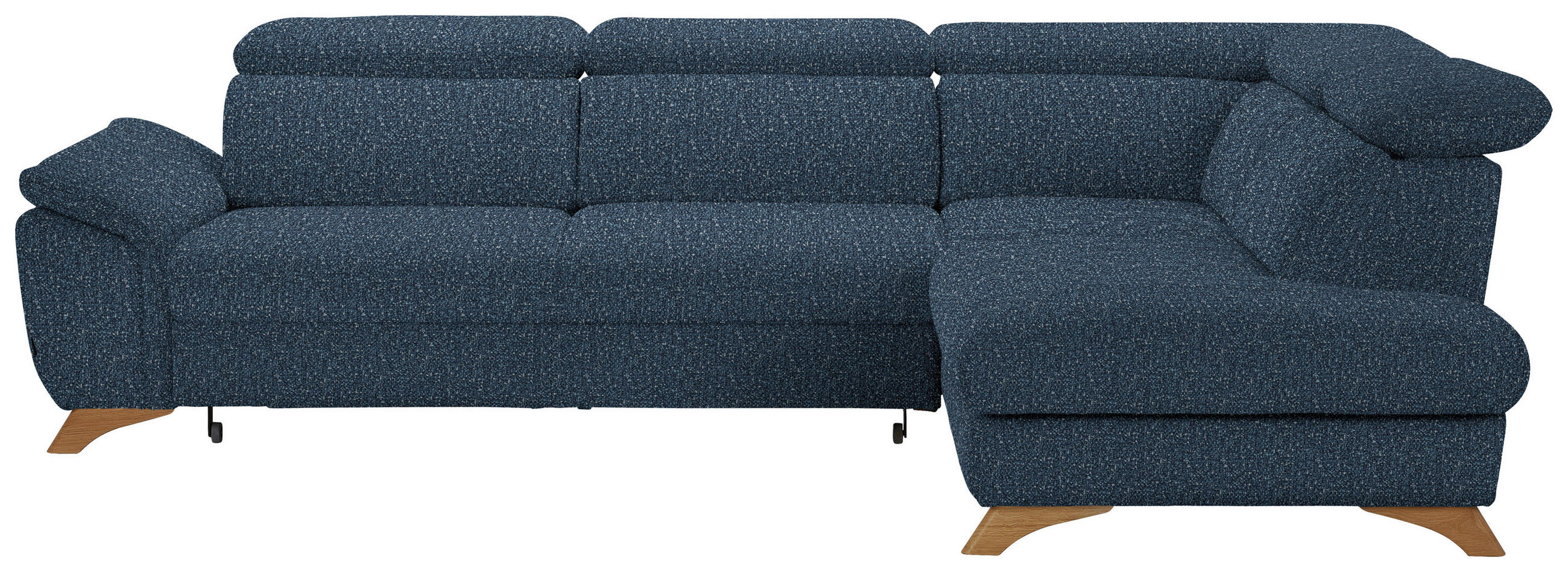ECKSOFA in Bouclé Blau  - Blau/Eichefarben, Modern, Holz/Textil (287/212cm) - Valnatura