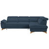 ECKSOFA in Bouclé Blau  - Blau/Eichefarben, Modern, Holz/Textil (287/212cm) - Valnatura