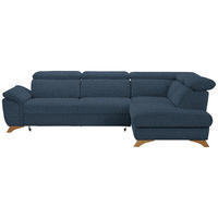 ECKSOFA in Bouclé Blau  - Blau/Eichefarben, Modern, Holz/Textil (287/212cm) - Valnatura