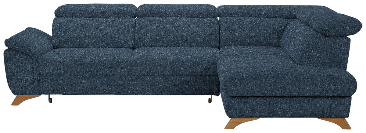 ECKSOFA in Bouclé Blau  - Blau/Eichefarben, Modern, Holz/Textil (287/212cm) - Valnatura