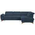 ECKSOFA in Bouclé Blau  - Blau/Eichefarben, MODERN, Holz/Textil (287/212cm) - Valnatura