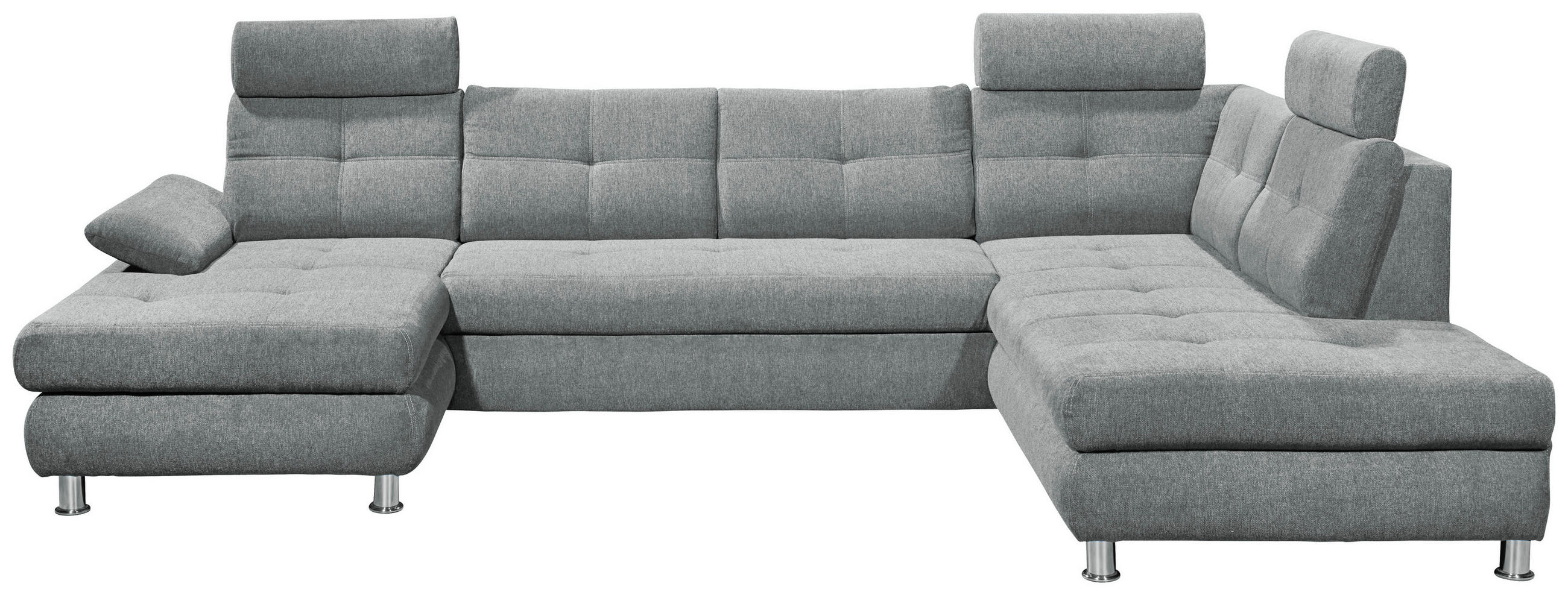 WOHNLANDSCHAFT Hellgrau Webstoff  - Hellgrau, MODERN, Kunststoff/Textil (177/349/233cm) - MID.YOU