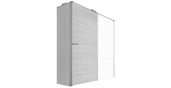 SCHWEBETÜRENSCHRANK in Sonoma Eiche, Weiß - Alufarben/Weiß, KONVENTIONELL, Holzwerkstoff/Metall (250/216/68cm) - Hom`in